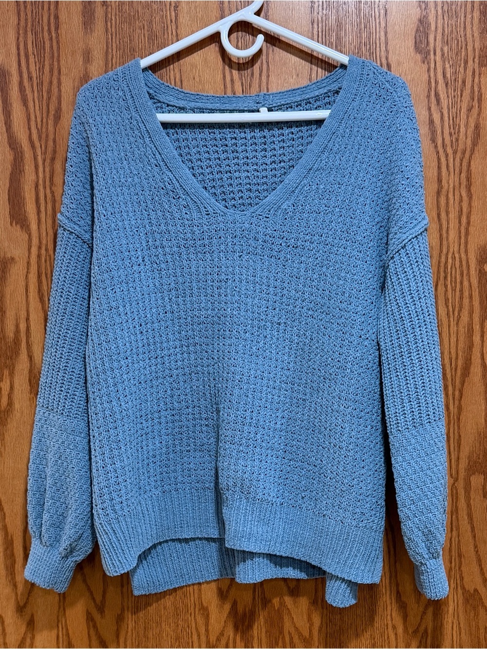 Maurices Dusty Blue V-Neck Waffle Knit Sweater